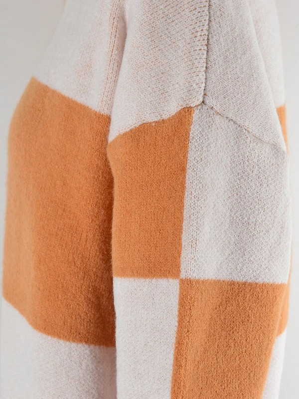 Fitshinling šaha rūtains Vintage džemperis Džersija Modes Jaunums Sieviešu Džemperis Sieviešu trikotāžas Topi Ziemas Apģērbs