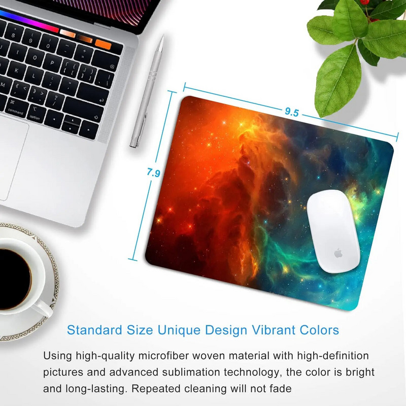 Peles paliktnis Galaxy Computer klēpjdatora peles paliktnis, neslīdošs, mazgājams dizains, personalizēts peles paliktnis 9,5 x 7,9 collas, mazs galda paliktnis