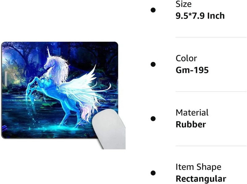 Sparkling Crystal Horse egérpad Egyedi egérpad testreszabott téglalap alakú csúszásmentes gumi egérpad 9,5x7,9 hüvelykes