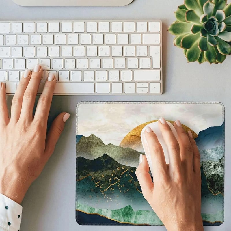 Kalnų pelės kilimėlis su neslystančiu guminiu pagrindu saulės pelės kilimėlis su susiūtu kraštu, vandeniui atsparus mielas žaidimų pelės kilimėlis, skirtas nešiojamam kompiuteriui namuose