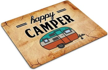 Happy Camper Mouse Pad Неплъзгаща се гумена игрална подложка за мишка Правоъгълни подложки за мишка за компютри Лаптоп Компютър Аксесоари за бюро