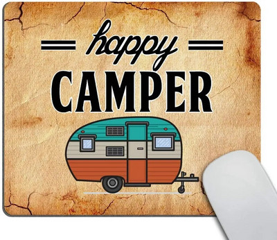 Happy Camper Mouse Pad Neslīdošs gumijas spēļu peles paliktnis Taisnstūra peles paliktņi datoriem Klēpjdatoru datoru galdu piederumi