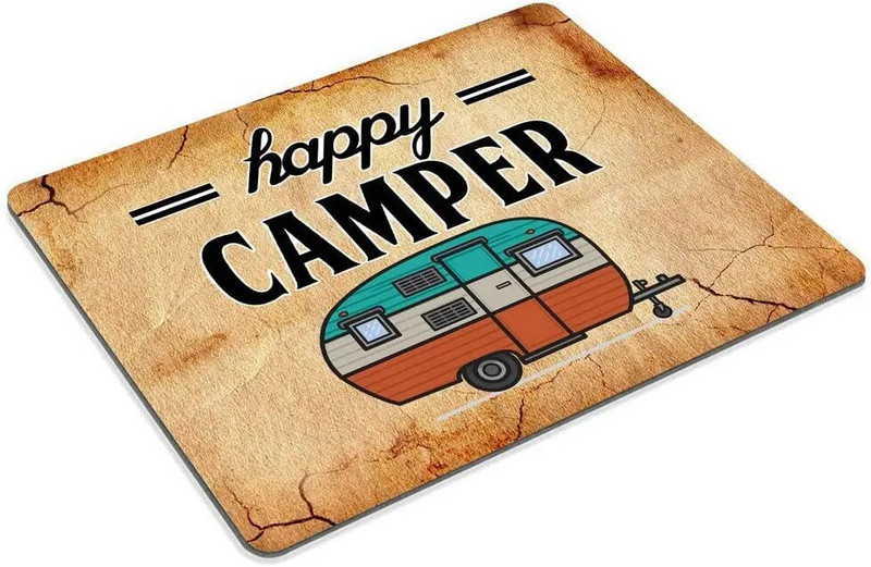 Happy Camper Mouse Pad Neslīdošs gumijas spēļu peles paliktnis Taisnstūra peles paliktņi datoriem Klēpjdatoru datoru galdu piederumi