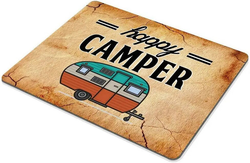 Happy Camper Mouse Pad Neslīdošs gumijas spēļu peles paliktnis Taisnstūra peles paliktņi datoriem Klēpjdatoru datoru galdu piederumi