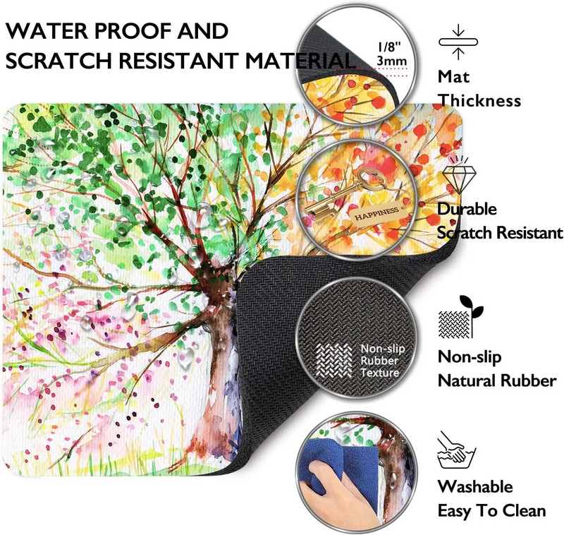 Life of Tree Mouse Pad Személyre szabott, prémium textúrájú egérpadok Csúszásmentes, gumitalpú számítógépes egérpadok 9,7x7,9 hüvelykes