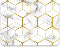 Peles paliktnis, vidējs peles paklājiņš, pretslīdēšanas pamatne personālajam datoram biroja darba spēlēm 9,5x7,9x0,12 collu marmora zelta līnijas mazs3