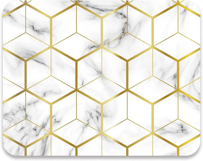 Peles paliktnis, vidējs peles paklājiņš, pretslīdēšanas pamatne personālajam datoram biroja darba spēlēm 9,5x7,9x0,12 collu marmora zelta līnijas mazs3