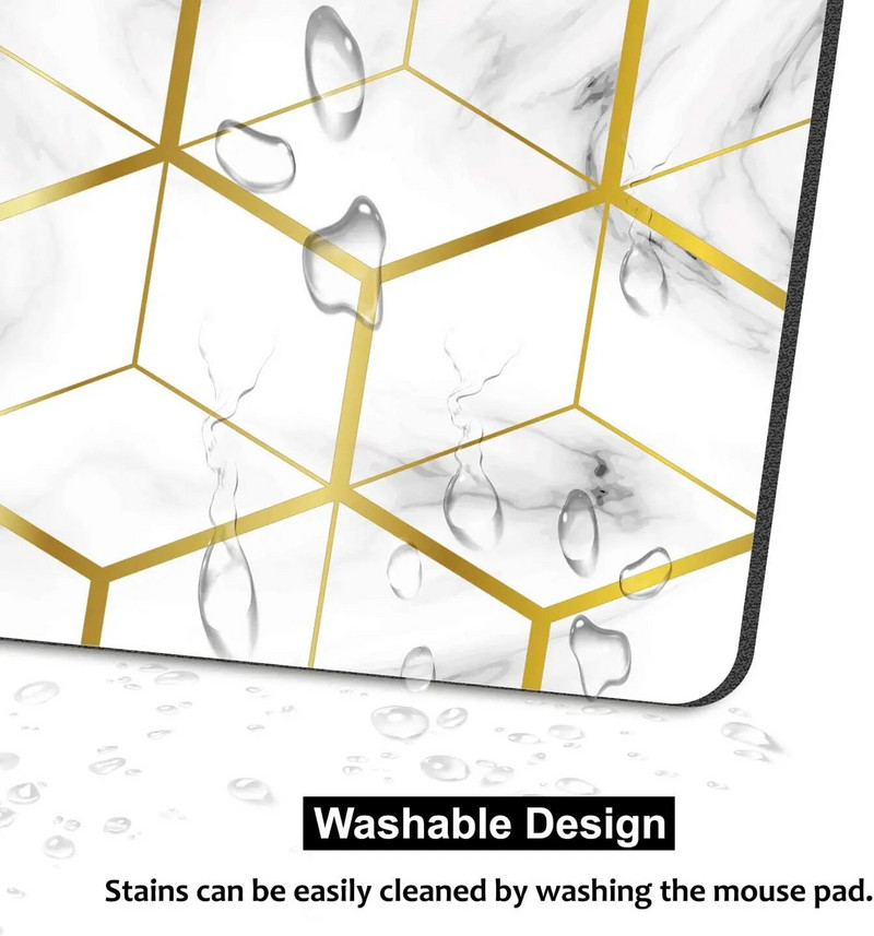 Peles paliktnis, vidējs peles paklājiņš, pretslīdēšanas pamatne personālajam datoram biroja darba spēlēm 9,5x7,9x0,12 collu marmora zelta līnijas mazs3