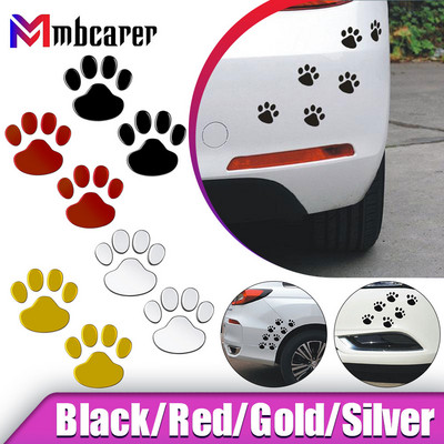 2Pcs/Set Car Stickers and Decals Paw 3D Animal Dog Cat Bear Foot Prints Footprint Decal Car Sticker Silver Red Black Golden