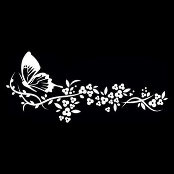 Flying Butterfly Flower Car Decal Water-resistant Car Door Window Sticker Decor High Stickiness Car-Styling Vinyl Stickers