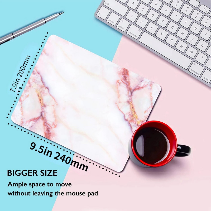 Gluds marmora peles paliktnis, personalizēti augstākās kvalitātes peles paliktņi dizaina neslīdoša gumijas pamatnes datora peles paliktņi 9,7 x 7,9 collas