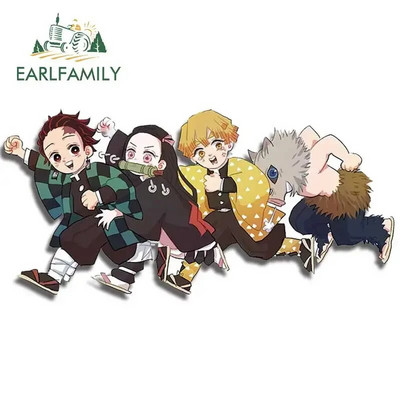 EARLFAMILY 13cm x 3,8cm Demon Slayer Αυτοκόλλητα Αυτοκινήτου Τρέχοντος Μπαούλο Παράθυρα Anime Decal Personality Αστεία αξεσουάρ αυτοκινήτου Camper