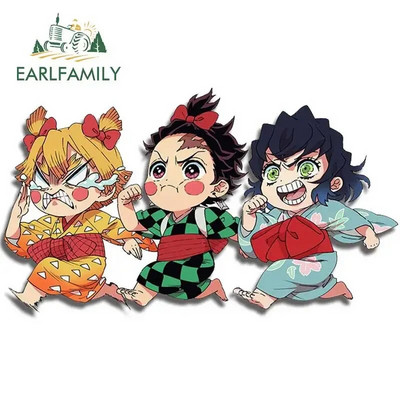 EARLFAMILY 13cm x 3,8cm Demon Slayer Αυτοκόλλητα Αυτοκινήτου Τρέχοντος Μπαούλο Παράθυρα Anime Decal Personality Αστεία αξεσουάρ αυτοκινήτου Camper