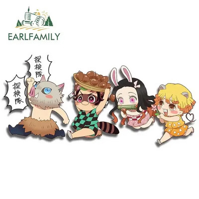 EARLFAMILY 13cm x 3,8cm Demon Slayer Αυτοκόλλητα Αυτοκινήτου Τρέχοντος Μπαούλο Παράθυρα Anime Decal Personality Αστεία αξεσουάρ αυτοκινήτου Camper