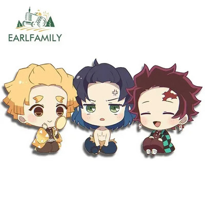 EARLFAMILY 13cm x 3,8cm Demon Slayer Αυτοκόλλητα Αυτοκινήτου Τρέχοντος Μπαούλο Παράθυρα Anime Decal Personality Αστεία αξεσουάρ αυτοκινήτου Camper
