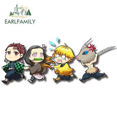 EARLFAMILY 13cm x 3,8cm Demon Slayer Αυτοκόλλητα Αυτοκινήτου Τρέχοντος Μπαούλο Παράθυρα Anime Decal Personality Αστεία αξεσουάρ αυτοκινήτου Camper