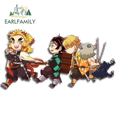 EARLFAMILY 13cm x 3,8cm Demon Slayer Αυτοκόλλητα Αυτοκινήτου Τρέχοντος Μπαούλο Παράθυρα Anime Decal Personality Αστεία αξεσουάρ αυτοκινήτου Camper