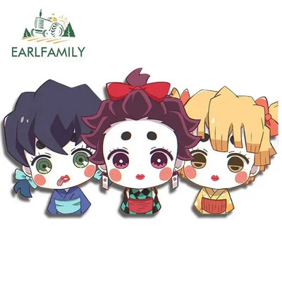 EARLFAMILY 13cm x 3,8cm Demon Slayer Αυτοκόλλητα Αυτοκινήτου Τρέχοντος Μπαούλο Παράθυρα Anime Decal Personality Αστεία αξεσουάρ αυτοκινήτου Camper
