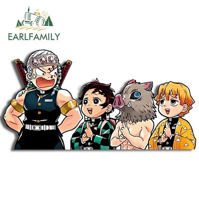 EARLFAMILY 13cm x 3,8cm Demon Slayer Αυτοκόλλητα Αυτοκινήτου Τρέχοντος Μπαούλο Παράθυρα Anime Decal Personality Αστεία αξεσουάρ αυτοκινήτου Camper