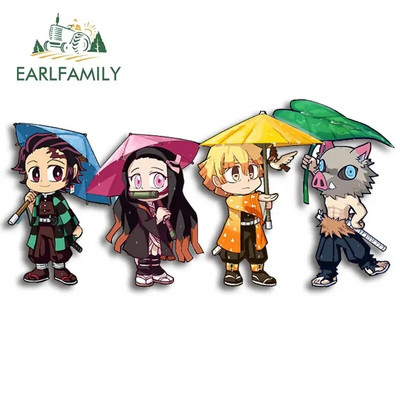 EARLFAMILY 13cm x 3,8cm Demon Slayer Αυτοκόλλητα Αυτοκινήτου Τρέχοντος Μπαούλο Παράθυρα Anime Decal Personality Αστεία αξεσουάρ αυτοκινήτου Camper