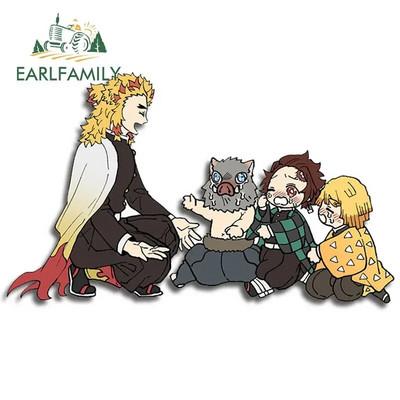 EARLFAMILY 13cm x 3,8cm Demon Slayer Αυτοκόλλητα Αυτοκινήτου Τρέχοντος Μπαούλο Παράθυρα Anime Decal Personality Αστεία αξεσουάρ αυτοκινήτου Camper