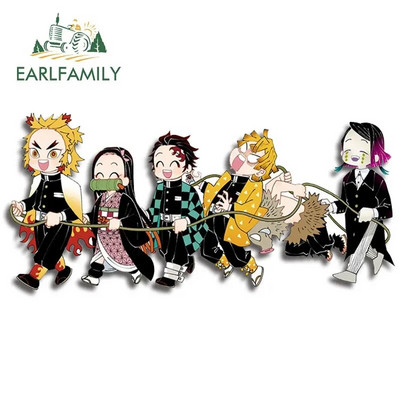 EARLFAMILY 13cm x 3,8cm Demon Slayer Αυτοκόλλητα Αυτοκινήτου Τρέχοντος Μπαούλο Παράθυρα Anime Decal Personality Αστεία αξεσουάρ αυτοκινήτου Camper