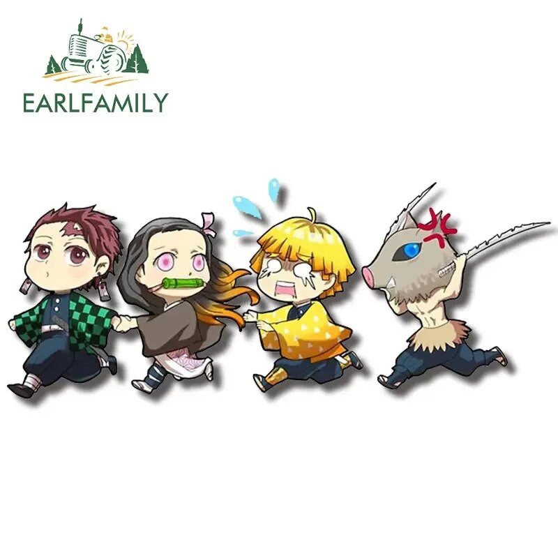 EARLFAMILY 13cm x 3,8cm Demon Slayer Αυτοκόλλητα Αυτοκινήτου Τρέχοντος Μπαούλο Παράθυρα Anime Decal Personality Αστεία αξεσουάρ αυτοκινήτου Camper