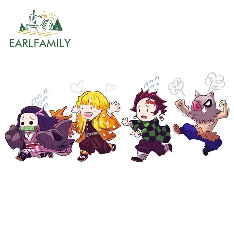 EARLFAMILY 13cm x 3,8cm Demon Slayer Αυτοκόλλητα Αυτοκινήτου Τρέχοντος Μπαούλο Παράθυρα Anime Decal Personality Αστεία αξεσουάρ αυτοκινήτου Camper