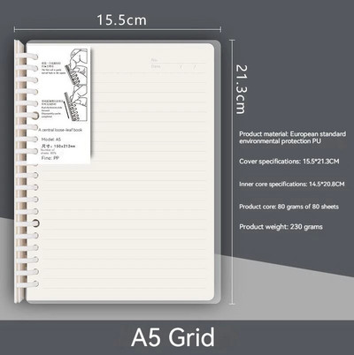 A5/b5 Studentu rokasgrāmata Grāmatu dienasgrāmata Grāmatu ieliktņi PVC brīvi lokšņu futrāļi Piezīmju grāmatiņa sabiezināta, vienkārša, maza, svaiga piezīmju grāmatu stacija