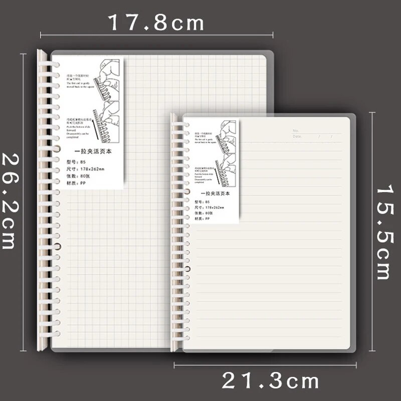 A5/b5 Studentu rokasgrāmata Grāmatu dienasgrāmata Grāmatu ieliktņi PVC brīvi lokšņu futrāļi Piezīmju grāmatiņa sabiezināta, vienkārša, maza, svaiga piezīmju grāmatu stacija