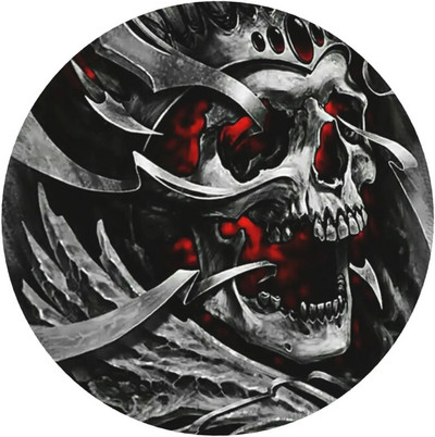 Cool Skull Metal Crown kerek egérpad csúszásmentes gumi egérpad varrott szélű egérszőnyeggel számítógépes játékokhoz, laptop irodákhoz