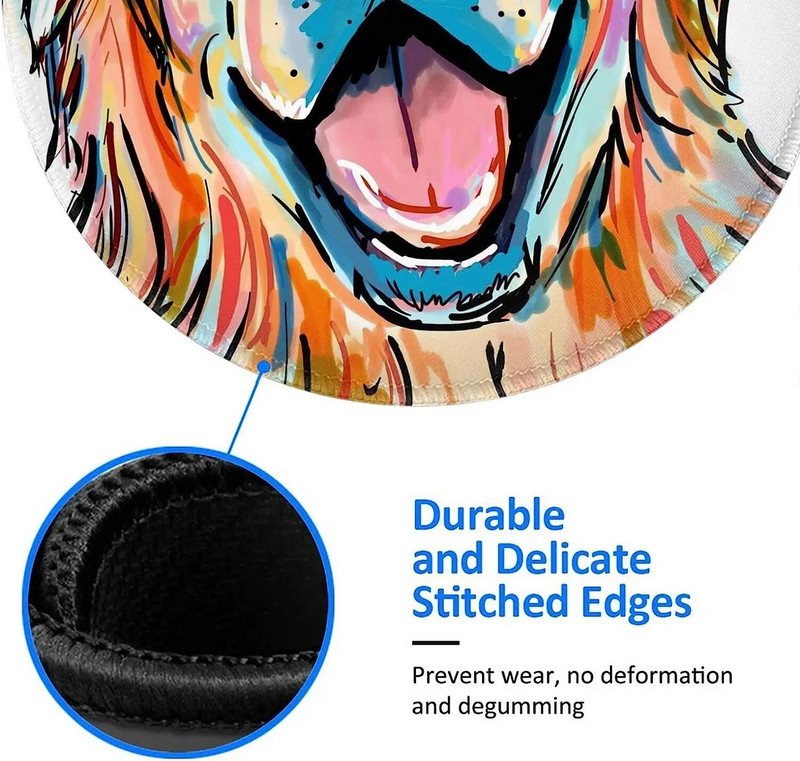 Apaļš peles paliktnis Zelta retrīvera suns Krāsaina glezna Personalizēta spēļu peles paklājiņš Neslīdošs peles paliktnis klēpjdatoram 7,9x7,9 collas