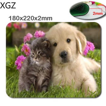 XGZ Animals Cat Kitten Dog Golden Retriever Puppy Подложка за мишка, персонализирана правоъгълна подложка за мишка в 220*180*2 мм - офис аксесоар и