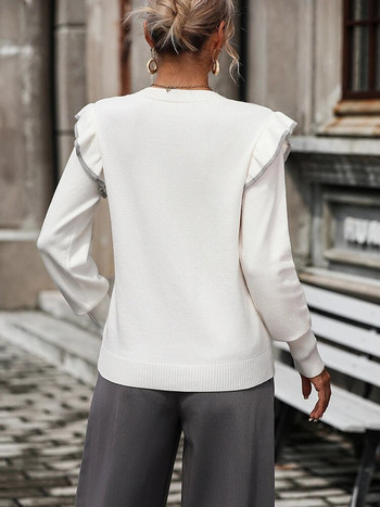 Fitshinling Κορεάτικη μόδα Γυναικείο πουλόβερ πουλόβερ Πλεκτά βολάν Μπλούζες Χειμερινά ρούχα 2023 Νέα πουλόβερ Τζέρσεϊ Pull New