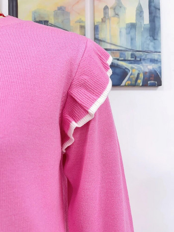 Fitshinling Κορεάτικη μόδα Γυναικείο πουλόβερ πουλόβερ Πλεκτά βολάν Μπλούζες Χειμερινά ρούχα 2023 Νέα πουλόβερ Τζέρσεϊ Pull New