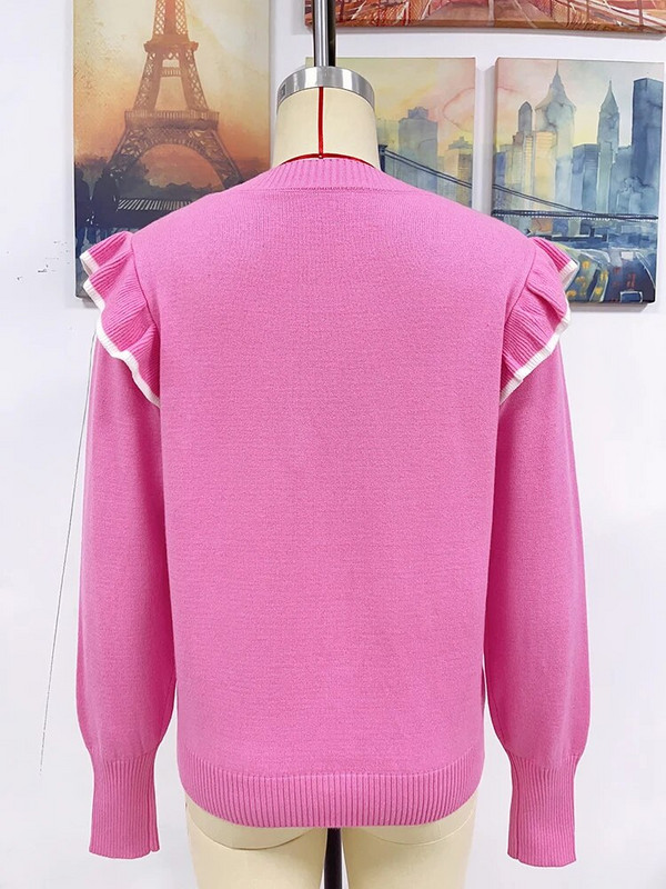 Fitshinling korejiešu modes sieviešu džemperis džemperis Trikotāžas volāni Topi Ziemas apģērbs 2023 Jauni Puloveri Džemperi Pull Jauns