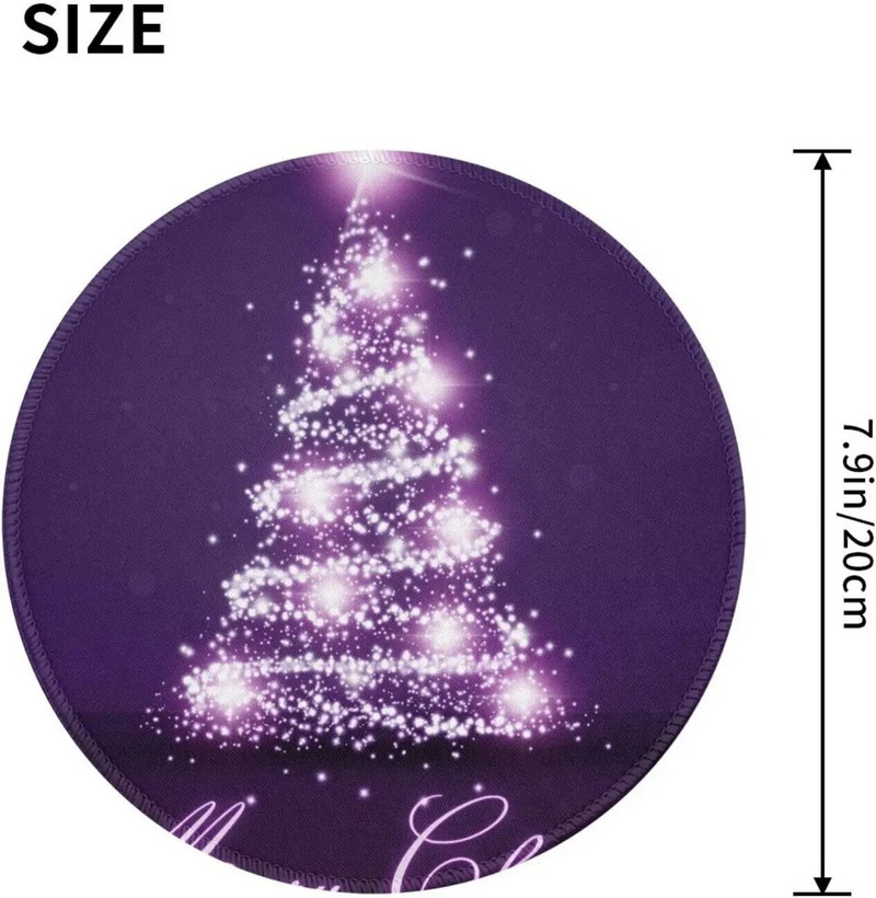 Χριστουγεννιάτικο Μωβ Δέντρο τύπωμα Ποντίκι χαλάκι με αντιολισθητικό καουτσούκ Στρογγυλές ραμμένες άκρες Mousepad για φορητό υπολογιστή γραφείου σπιτιού Δώρα