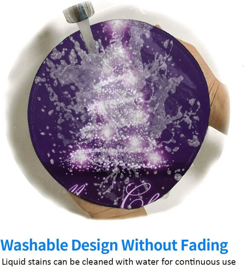 Χριστουγεννιάτικο Μωβ Δέντρο τύπωμα Ποντίκι χαλάκι με αντιολισθητικό καουτσούκ Στρογγυλές ραμμένες άκρες Mousepad για φορητό υπολογιστή γραφείου σπιτιού Δώρα