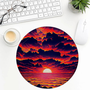 Πανέμορφο πορτοκαλί ουρανό σύννεφα ηλιοβασίλεμα αστείο στρογγυλό mousepad με σχέδιο Μικρό αντιολισθητικό μαξιλαράκι τυχερών παιχνιδιών Office Dorm Φορητός υπολογιστής