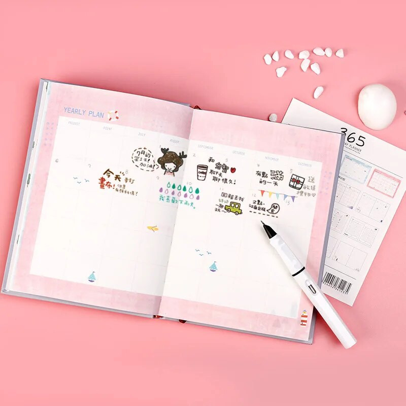 365 Agenda Iknedēļas/Mēneša plānotājs Dienasgrāmata Piezīmju grāmatiņa A5 Žurnālu bloknoti studentiem Biroja kancelejas preces Kawaii skolas piederumi