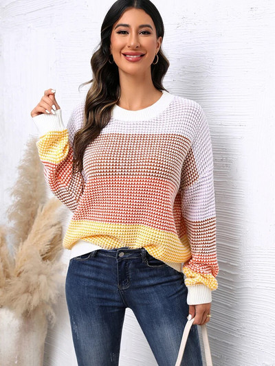 Fitshinling kontrastējošas krāsas džemperi sievietēm 2023. gada topi, trikotāžas, korejiešu modes jauni džemperi, sieviešu džemperi, tievi džemperi