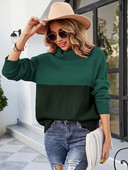 Fitshinling Patchwork téli garbó női pulóverek pulóverek kötöttáru felsők Alkalmi divat Vintage pulóver húzó ruhák