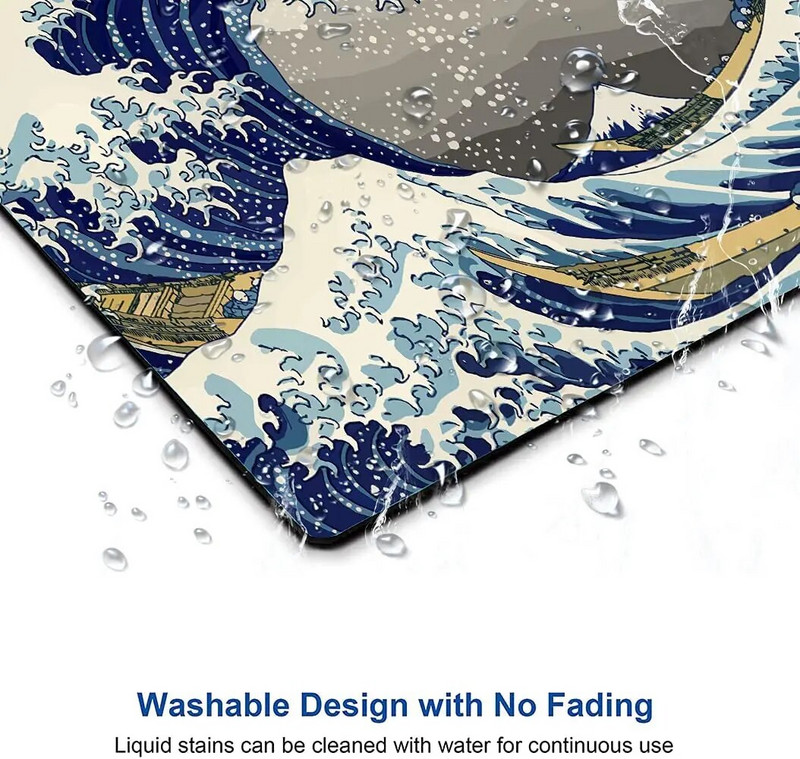 Japāņu The Great Wave peles paliktnis Sea Wave ūdensizturīgs peles paliktnis, neslīdošs gumijas pamatnes peles paklājiņš biroja klēpjdatoram 9,5x7,9 collas