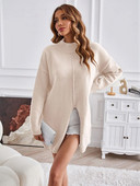 Fitshinling Split Fashion Νέα σε γυναικείο πουλόβερ με ζιβάγκο πουλόβερ πλεκτό επάνω γυναικείο ένδυμα Μασίφ, λεπτές, καθημερινές μπλούζες πουλόβερ