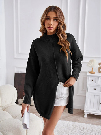 Fitshinling Split Fashion Νέα σε γυναικείο πουλόβερ με ζιβάγκο πουλόβερ πλεκτό επάνω γυναικείο ένδυμα Μασίφ, λεπτές, καθημερινές μπλούζες πουλόβερ