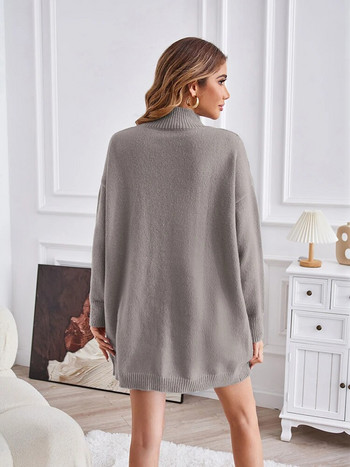 Fitshinling Split Fashion Νέα σε γυναικείο πουλόβερ με ζιβάγκο πουλόβερ πλεκτό επάνω γυναικείο ένδυμα Μασίφ, λεπτές, καθημερινές μπλούζες πουλόβερ
