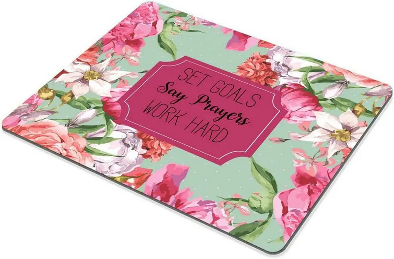 Peles paliktnis Pielāgoti iestatīti mērķi Izrunājiet lūgšanas Strādājiet smagi, ziedu paliktnis — neoprēna iedvesmojošs citātu peles paliktnis