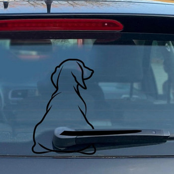 Αυτοκόλλητο αυτοκινήτου βινυλίου Dog Windshield Dogs Αυτοκόλλητο Ενδιαφέρουσες αυτοκόλλητες υαλοκαθαριστήρες ουράς αφαιρούμενες τοιχογραφίες S1435