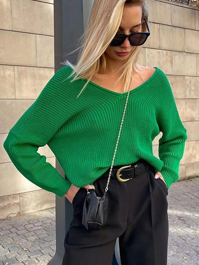 Fitshinling V kakla adīts sieviešu džemperis Rudens ziemas topi Solid Slim Sexy Pulovers Sieviešu apģērbi Trikotāžas Jauni Džemperi Džemperi