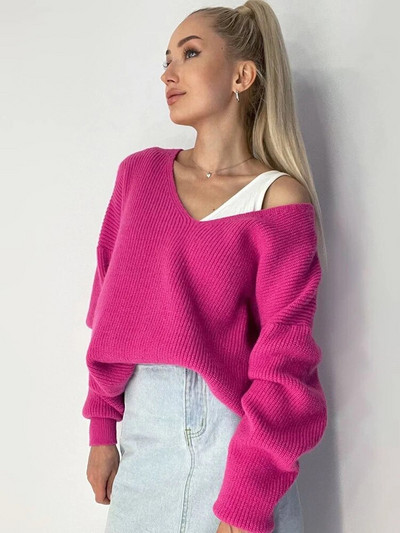 Fitshinling V kakla adīts sieviešu džemperis Rudens ziemas topi Solid Slim Sexy Pulovers Sieviešu apģērbi Trikotāžas Jauni Džemperi Džemperi